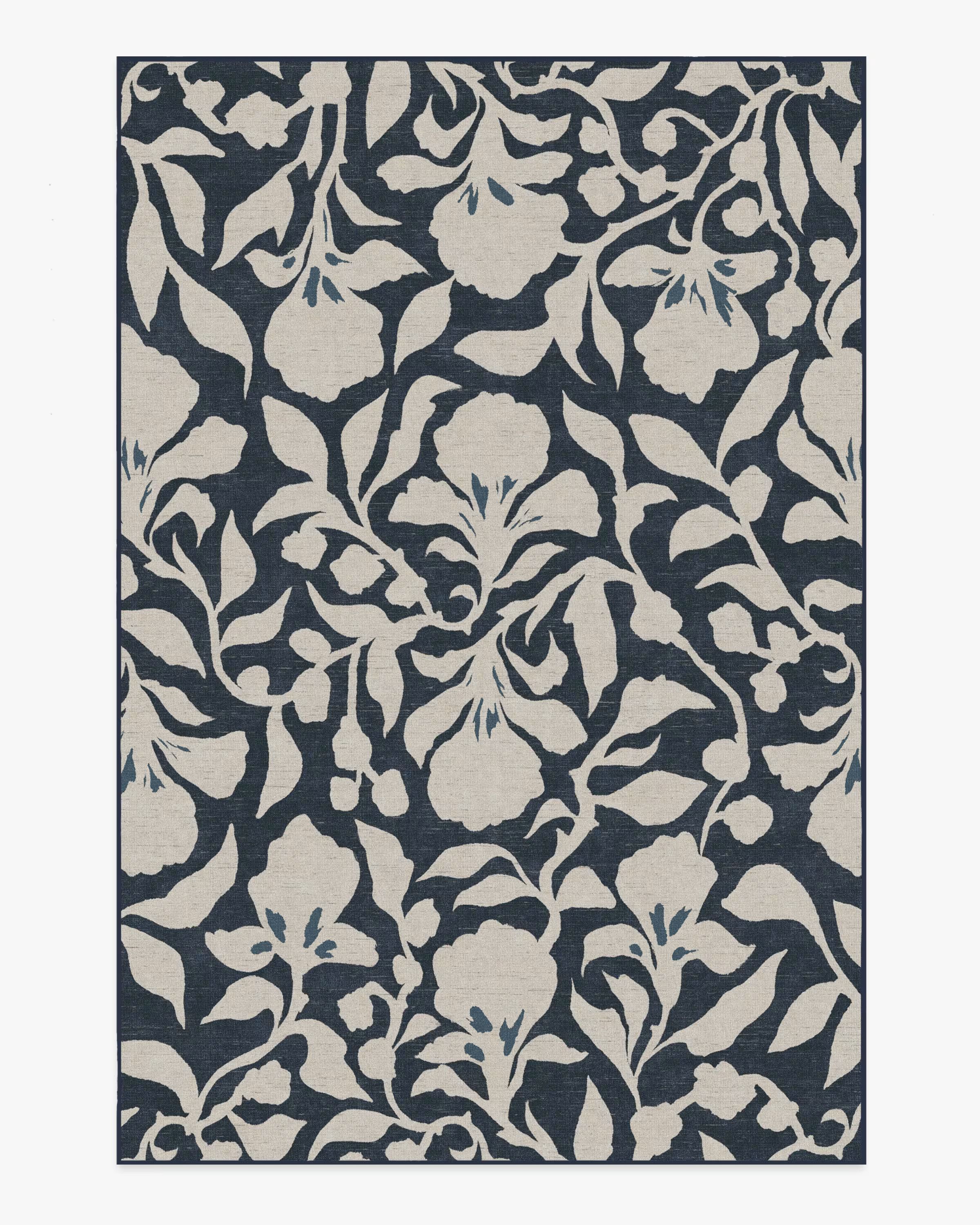 The Hiltons Flora Ink Blue & Ivory Tufted Rug | Ruggable | Ruggable