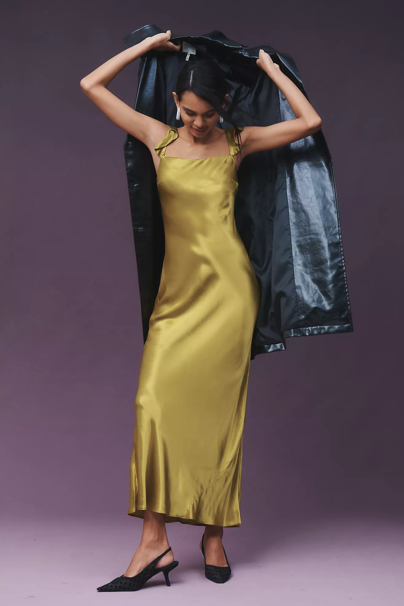 By Anthropologie Flutter-Sleeve Square-Neck Maxi Dress | Anthropologie (US)