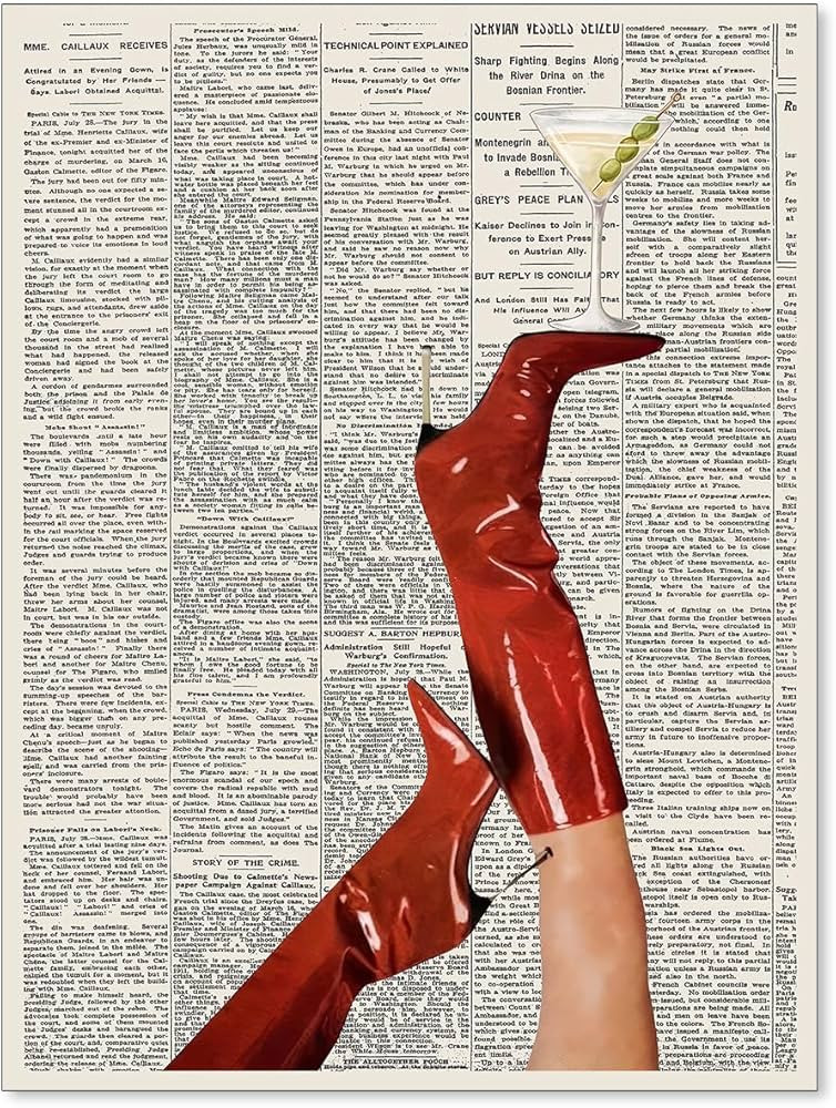 Lianxiaw Martini Girly Red Boot Wall Art Vintage Feminist Cocktail Poster Preppy Newspaper Alcoho... | Amazon (US)