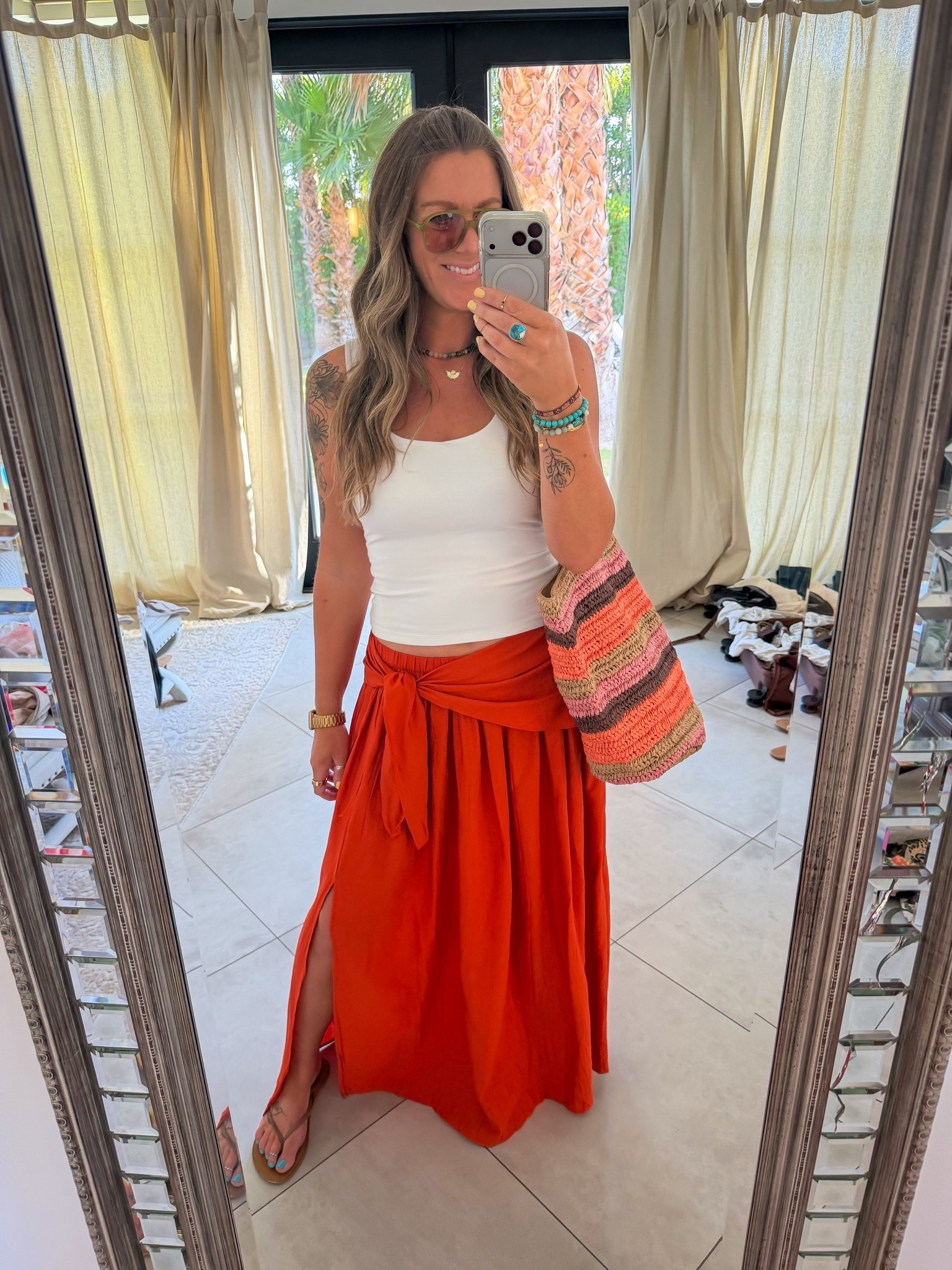 Large top, us10 skirt, 11 wide sandals

#LTKTall #LTKOver40 #LTKMidsize