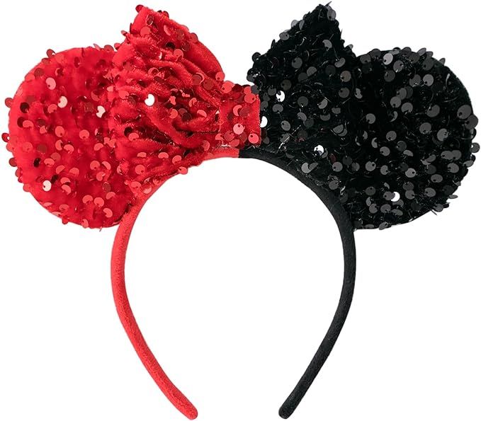 Tutu.kk Mouse Ears Sequin Bow Headbands Birthday Party Princess Decoration Cosplay Costume for Wo... | Amazon (US)