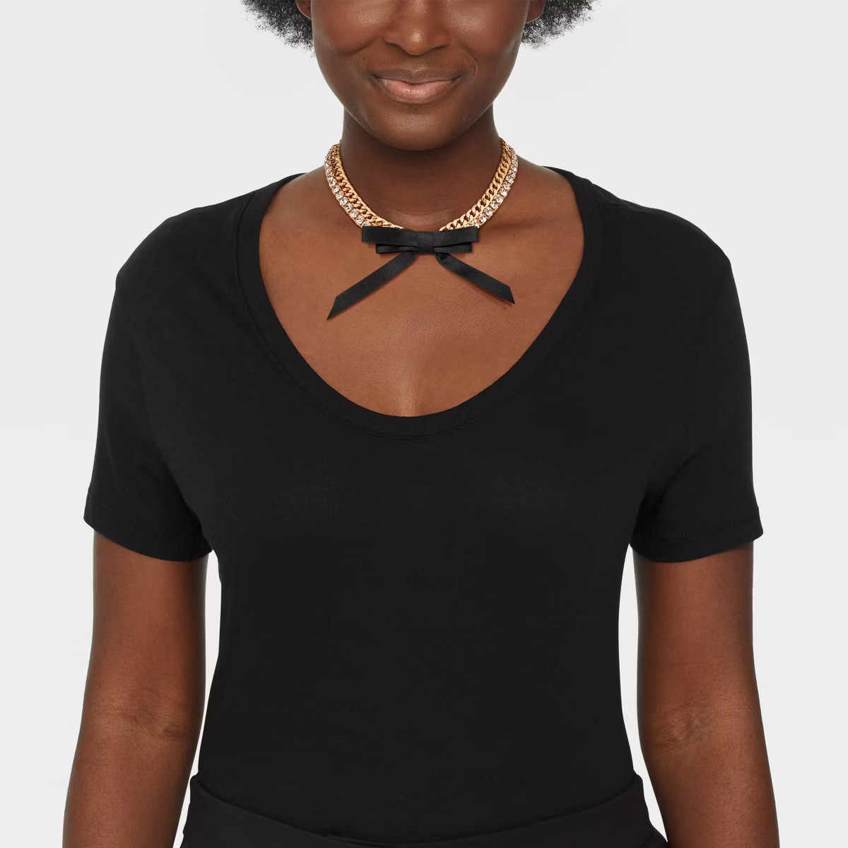 Chain Necklace with Black Bow - A New Day™ Gold | Target