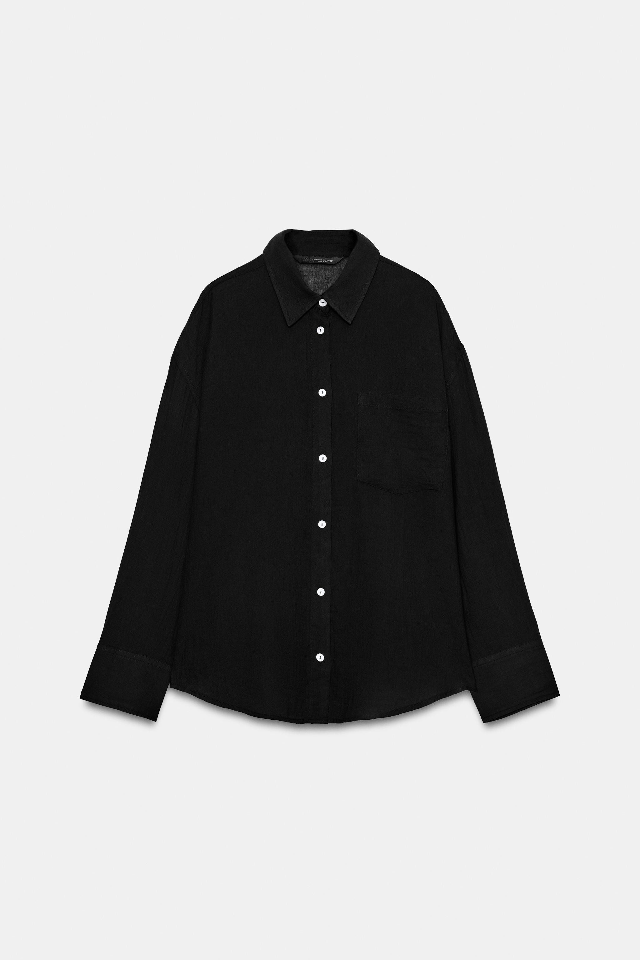 OVERSIZED GAUZE SHIRT WITH POCKET | Zara US