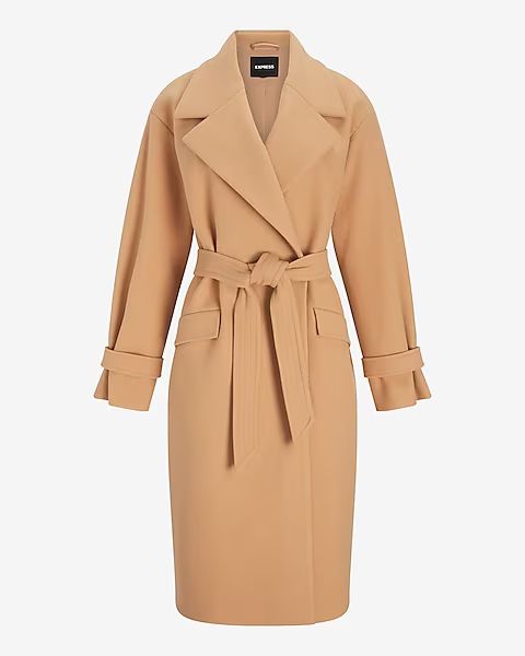 Belted Wrap Front Felt Coat | Express