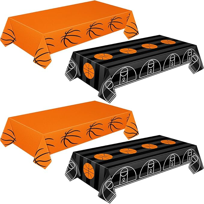 Mixweer 4 Pcs Basketball Plastic Tablecloth Birthday Party Decorations 54 x 108 Inch Basketball F... | Amazon (US)