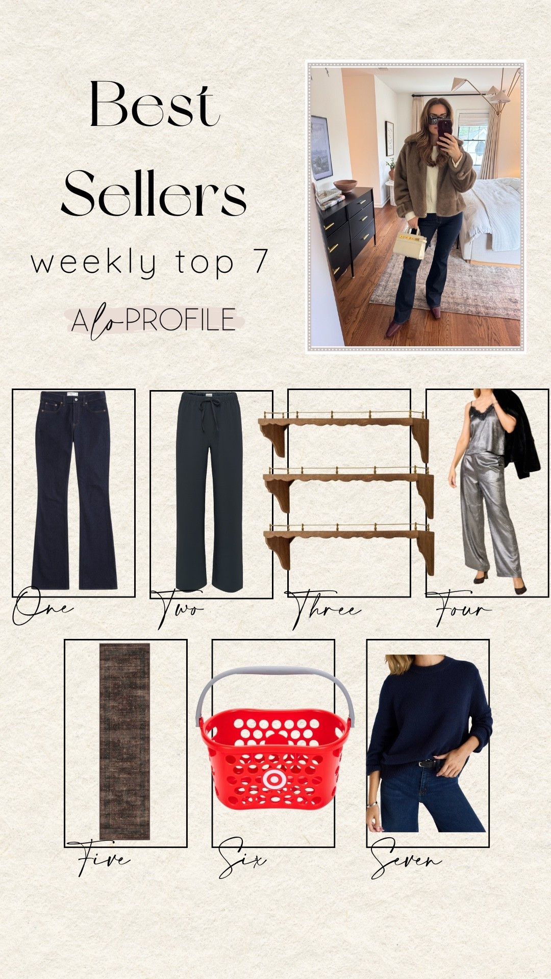WEEKLY BESTSELLERS✨
1.) Bootcut Jean
2.) My fav pants
3.) Silver Set
4.) Emmett's shelves
5.)My new runner rug
6.) Toy Shopping Basket
7.) My fav sweater

 

 #LTKootd #LTKHome #LTKKids