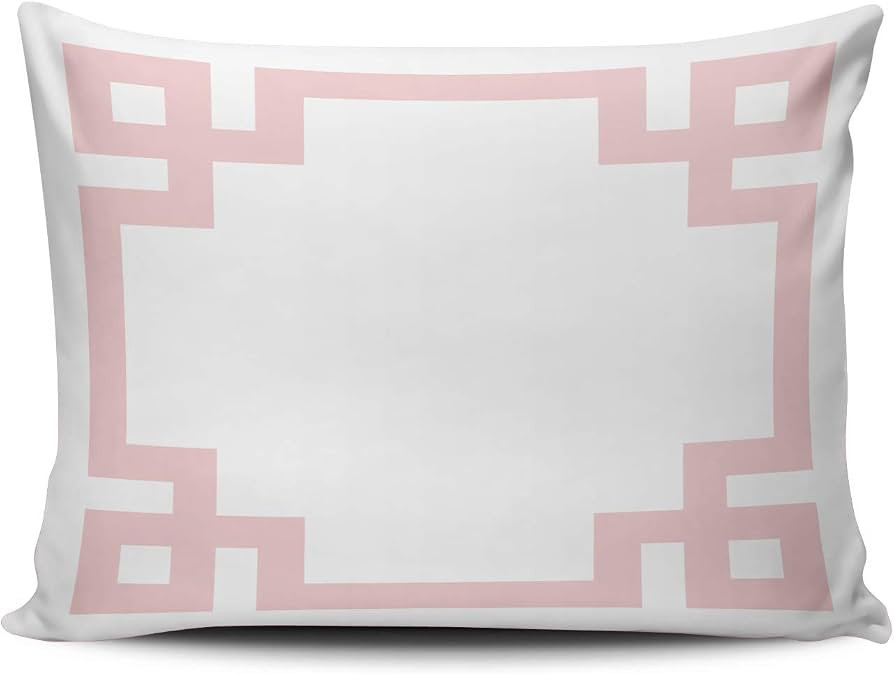 ANLIPU Personalized Decorative Pillowcases Greek Key Border White and Light Pink Throw Pillow Cov... | Amazon (US)