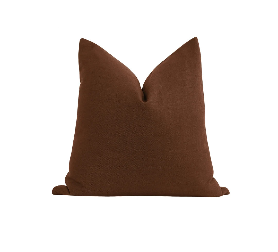 Linen Pillow Cover, Brown Linen, Double Sided Decorative Pillow Cover, Espresso Brown Pillow Case... | Etsy (US)