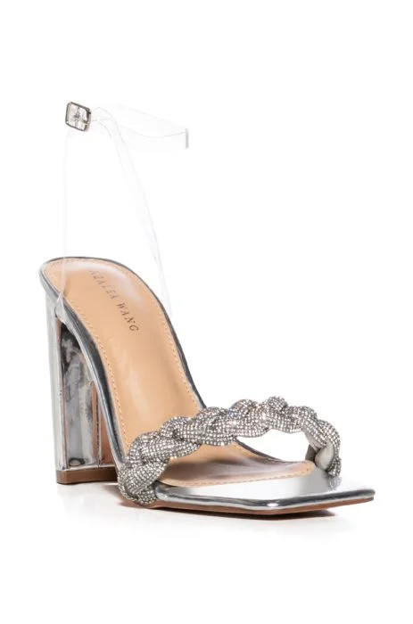 AZALEA WANG INGA SILVER CHUNKY BRAIDED SILVER UPPER SANDAL | AKIRA