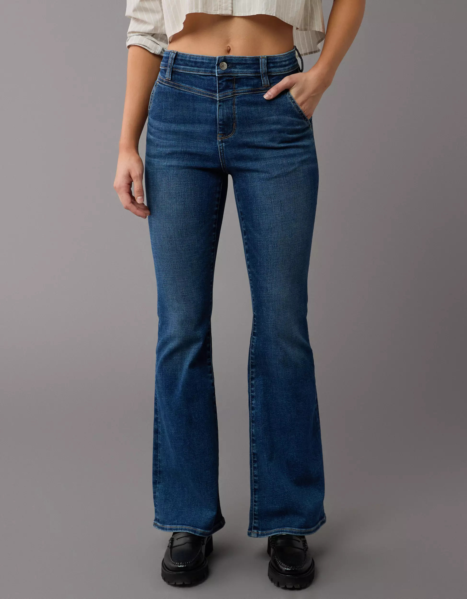 AE Next Level Super High-Waisted Flare Jean | American Eagle Outfitters (US & CA)