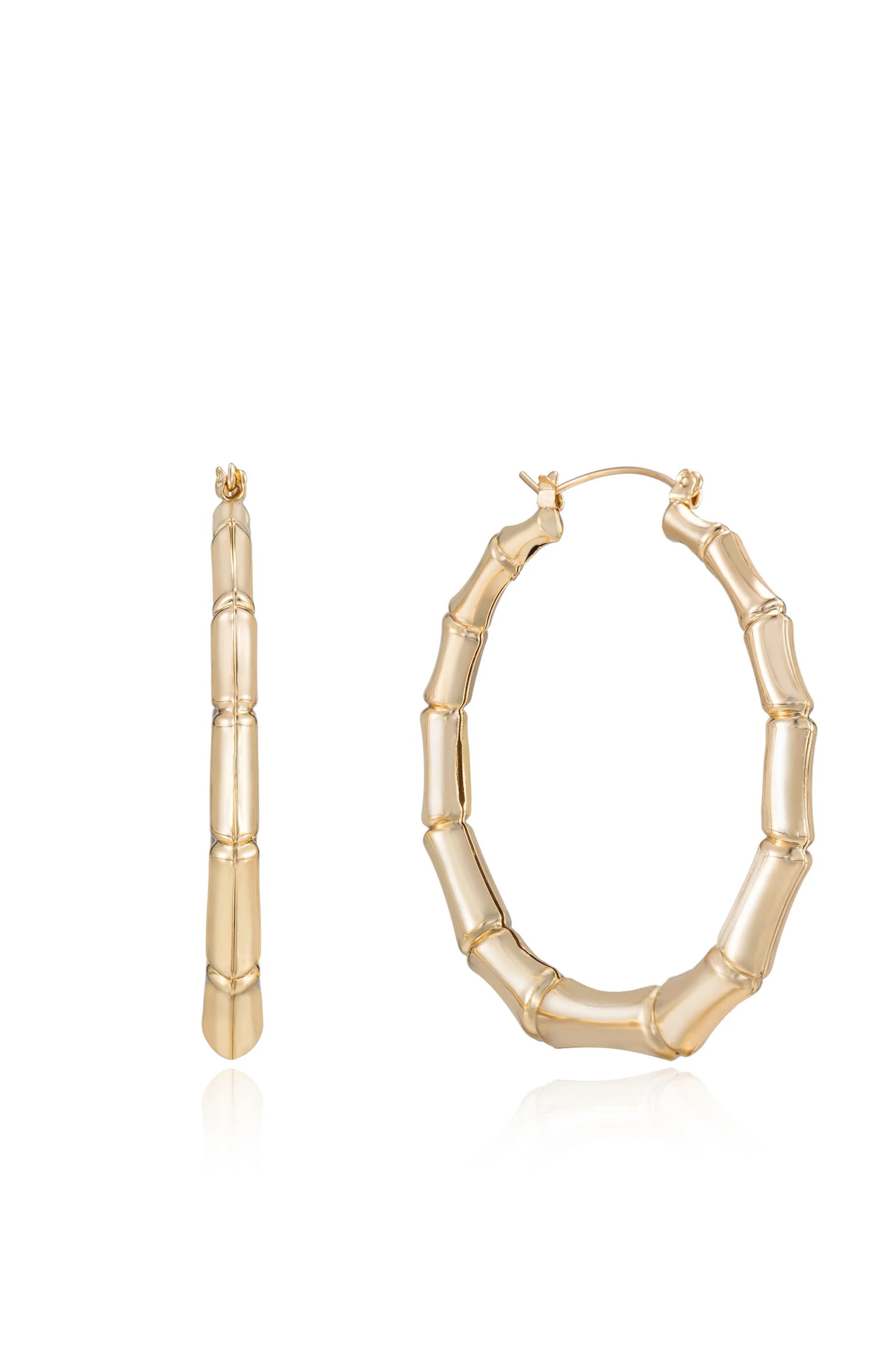Ettika Jewelry | Bamboo 18kt Gold Plated Hoop Earrings | Ettika