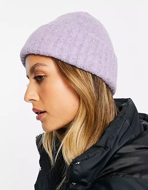 ASOS DESIGN two tone beanie in lilac | ASOS (Global)
