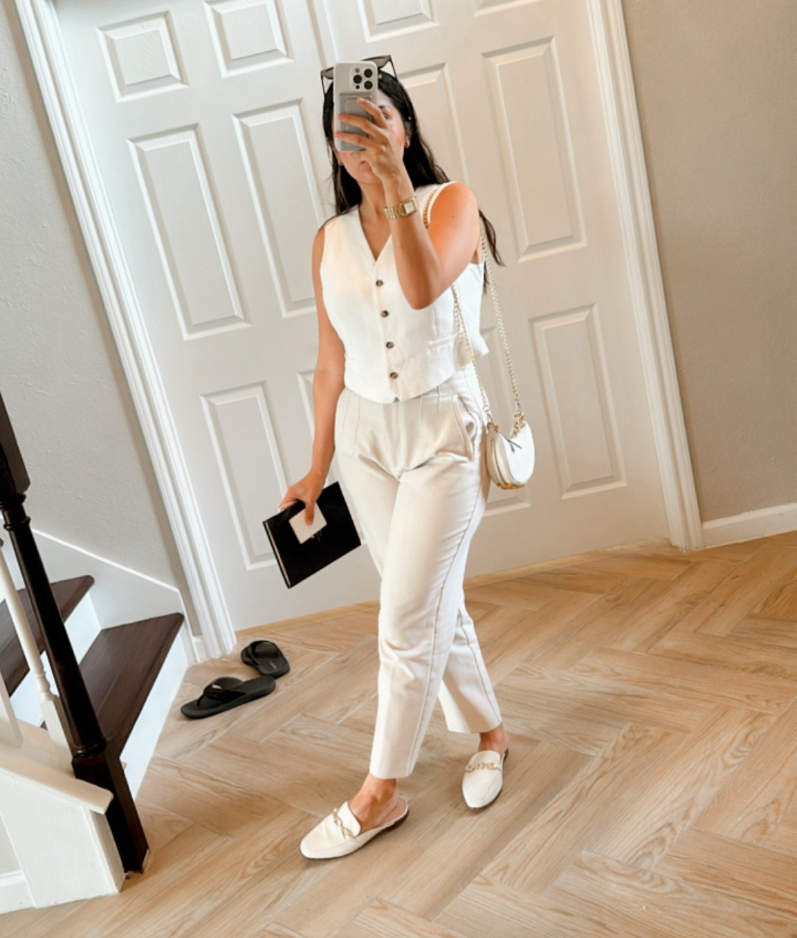 All cream and white outfit with trousers and vest with loafers

#LTKWorkwear #LTKShoeCrush #LTKFallSale