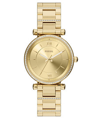 Women's Carlie Three-Hand Gold-Tone Stainless Steel Watch, 35mm | Macy's