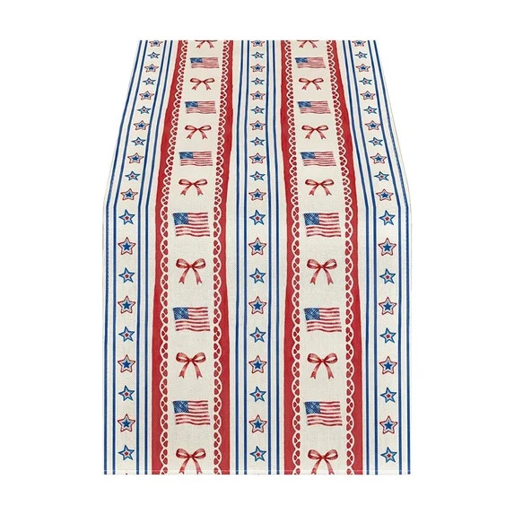 Memorial Day! 4th of July Table Runner, 13x72" Stars Stripe/Plaid Memorial Day Table Runner, Patr... | Walmart (US)