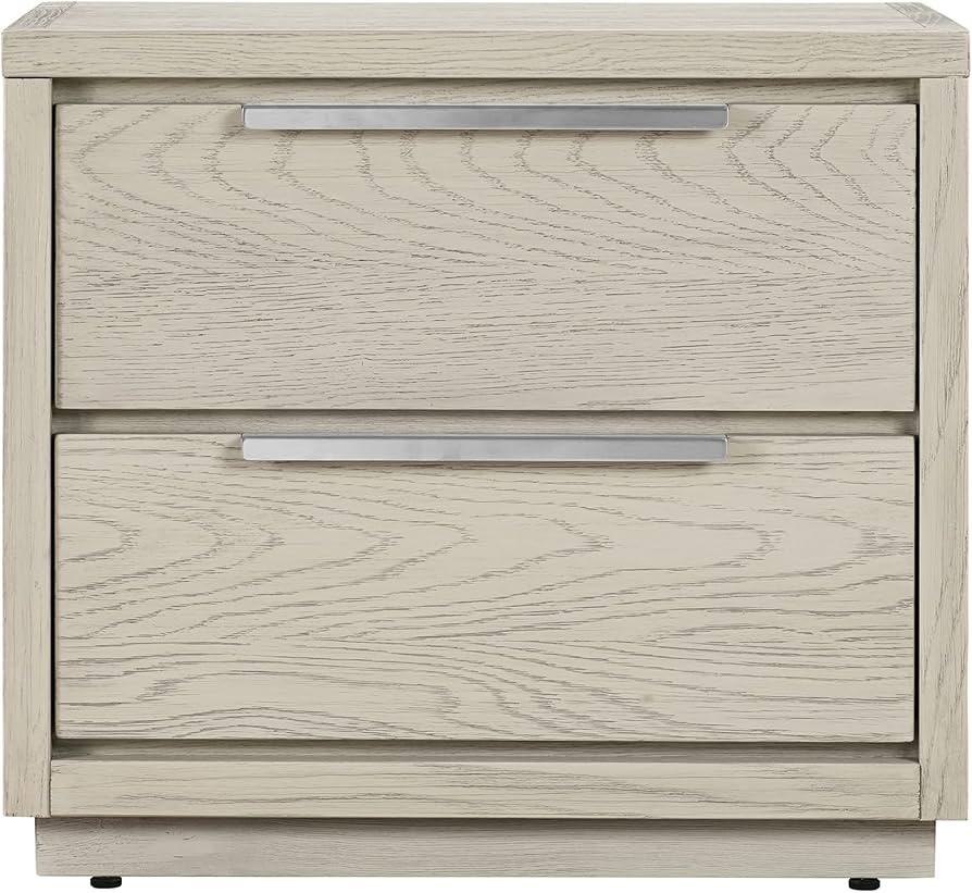 Armen Living Abbey Modern 2 Drawer Nightstand End Table, 17 x 21 x 24, Silver Grey Oak Wood | Amazon (US)