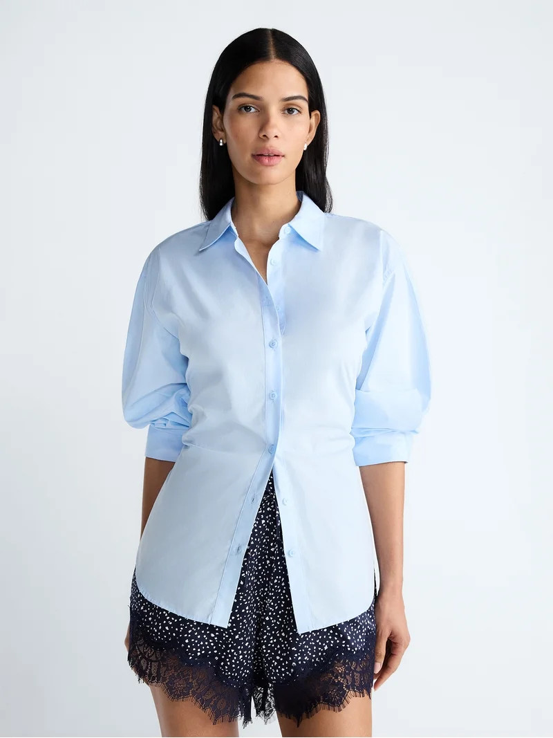 Devil Wears Prada Scoop Collection Women's and Women's Plus Lace Up Cotton Shirt, Sizes XS-4X | Walmart (US)