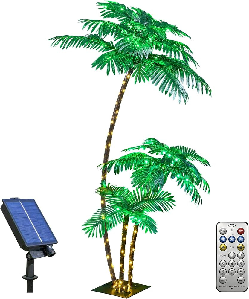 LIGHTSHARE Lighted 6FT Gorgeous Palm Tree 3Trunks Artificial Palm Tree 203LED Lights for Decorati... | Amazon (US)