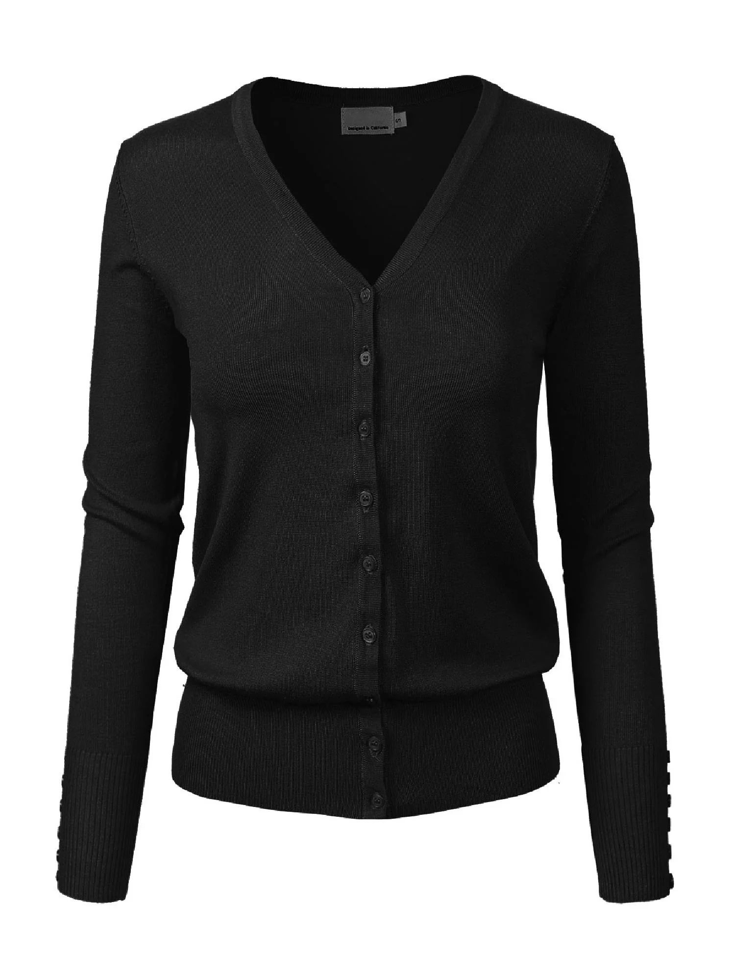 Made by Olivia Women's Classic Button Down Long Sleeve V-Neck Soft Knit Sweater Cardigan - Walmar... | Walmart (US)