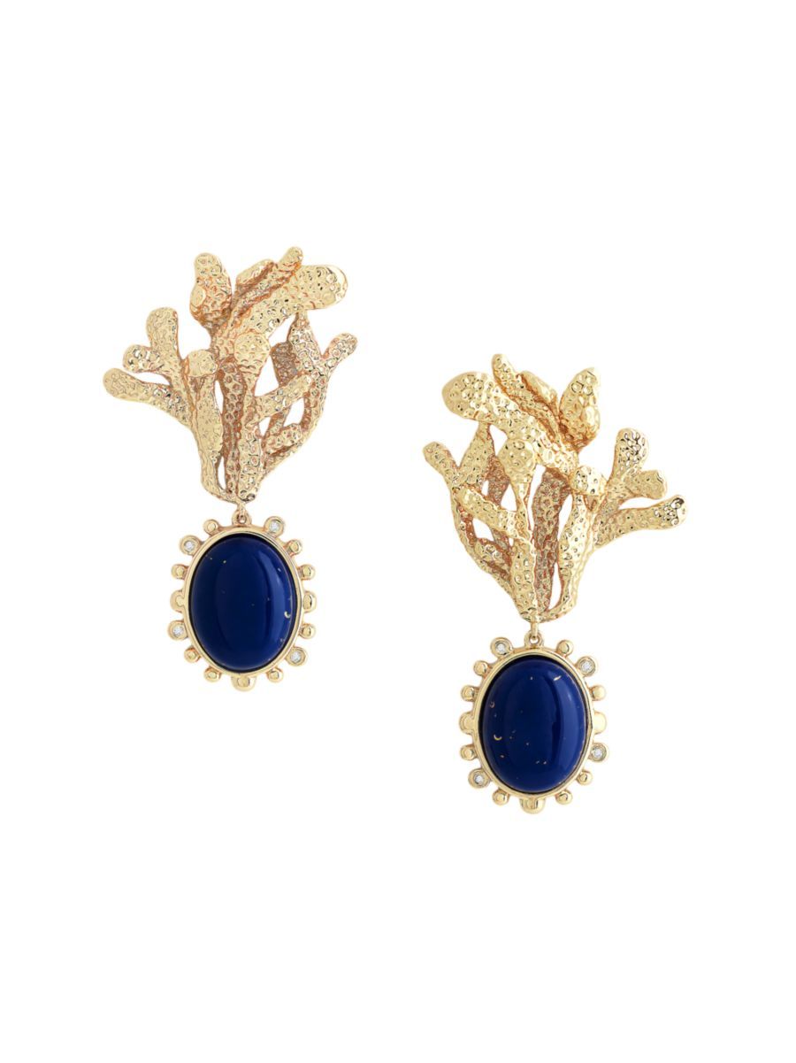 Ocean Kelp 18K-Gold-Plated, Lapis Lazuli & Cubic Zirconia Drop Earrings | Saks Fifth Avenue