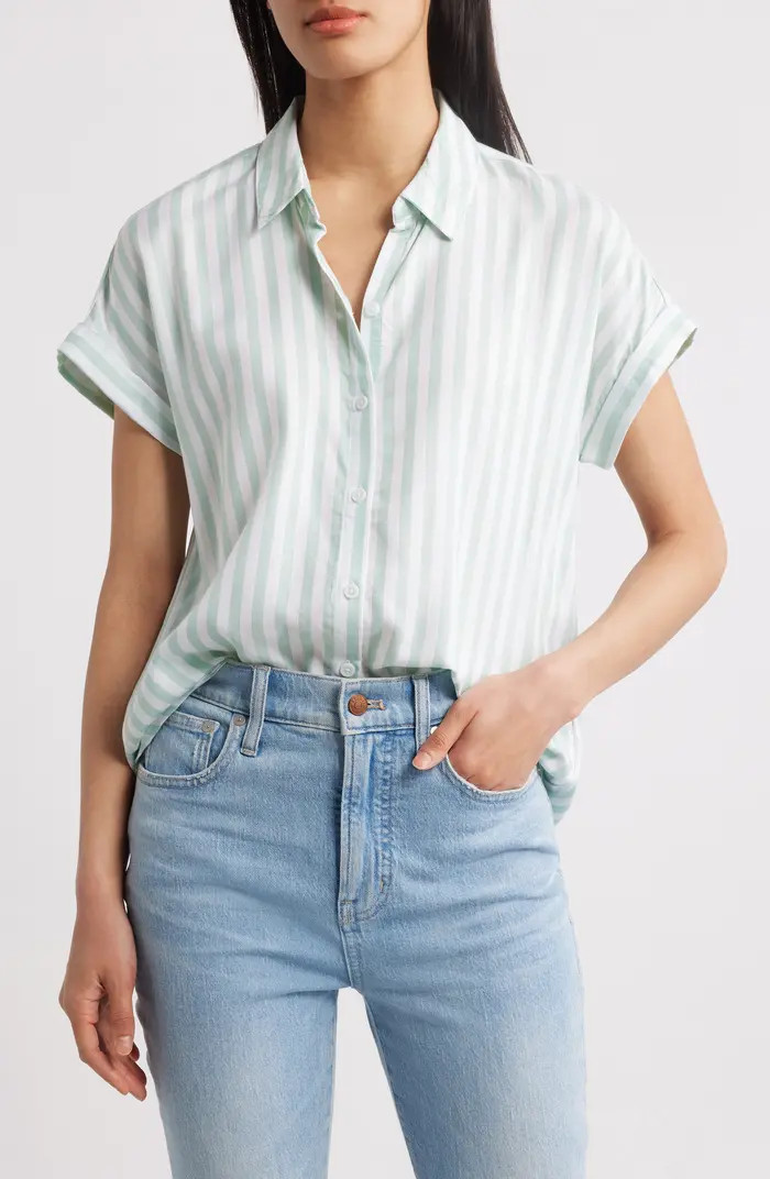 Kenzie Stripe Short Sleeve Button-Up Shirt | Nordstrom