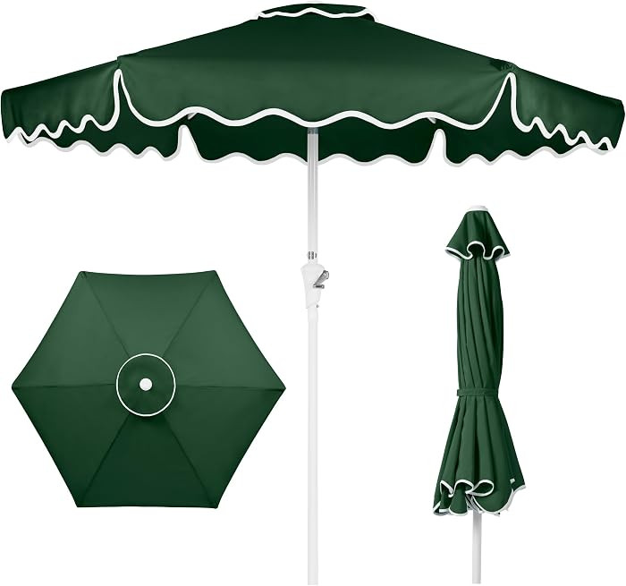Best Choice Products 7.5ft Patio Market Umbrella with Wavy Trim, UV-Fade-Resistant 210g Canopy, C... | Amazon (US)