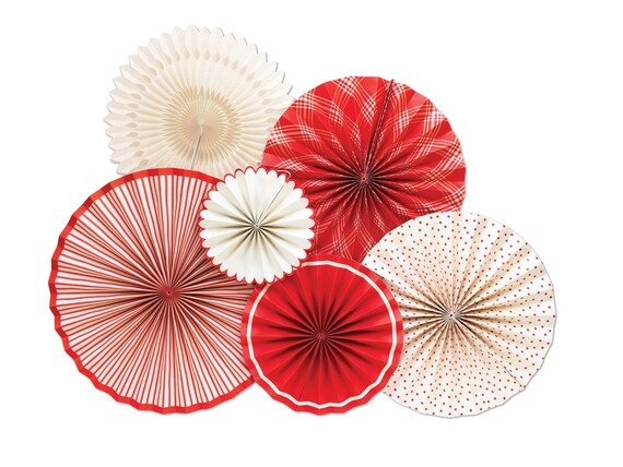 Red and White Christmas Paper Fans Party Fans Holiday Photo - Etsy | Etsy (US)