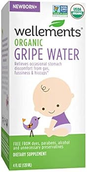 Wellements Organic Gripe Water, 4 Fl Oz, 2 Count, Eases Baby's Stomach Discomfort and Gas, Free From | Amazon (US)