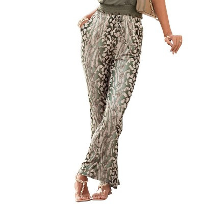 Women's Animal Print Elastic Waistband Pants - LASCANA - Animal Print Animal Icon 10 | Target