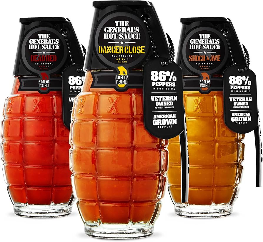 The General's Hot Sauce Heat Seeker: Three 6 oz Bottles of Gourmet Hot Sauce Made With American-G... | Amazon (US)