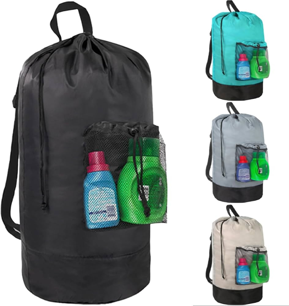 Laundry Bag Backpack with Shoulder Straps and Mesh Pocket Laundry Backpack Large Portable Laundry... | Amazon (US)