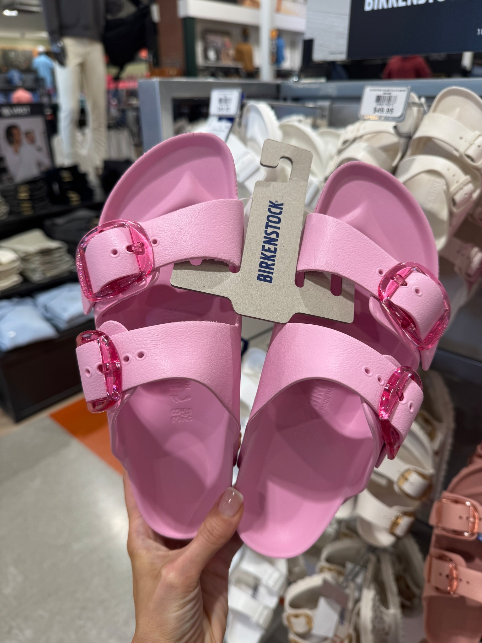 The cutest new foam Birkenstocks- love the pink, coral and ecru. Under $70.