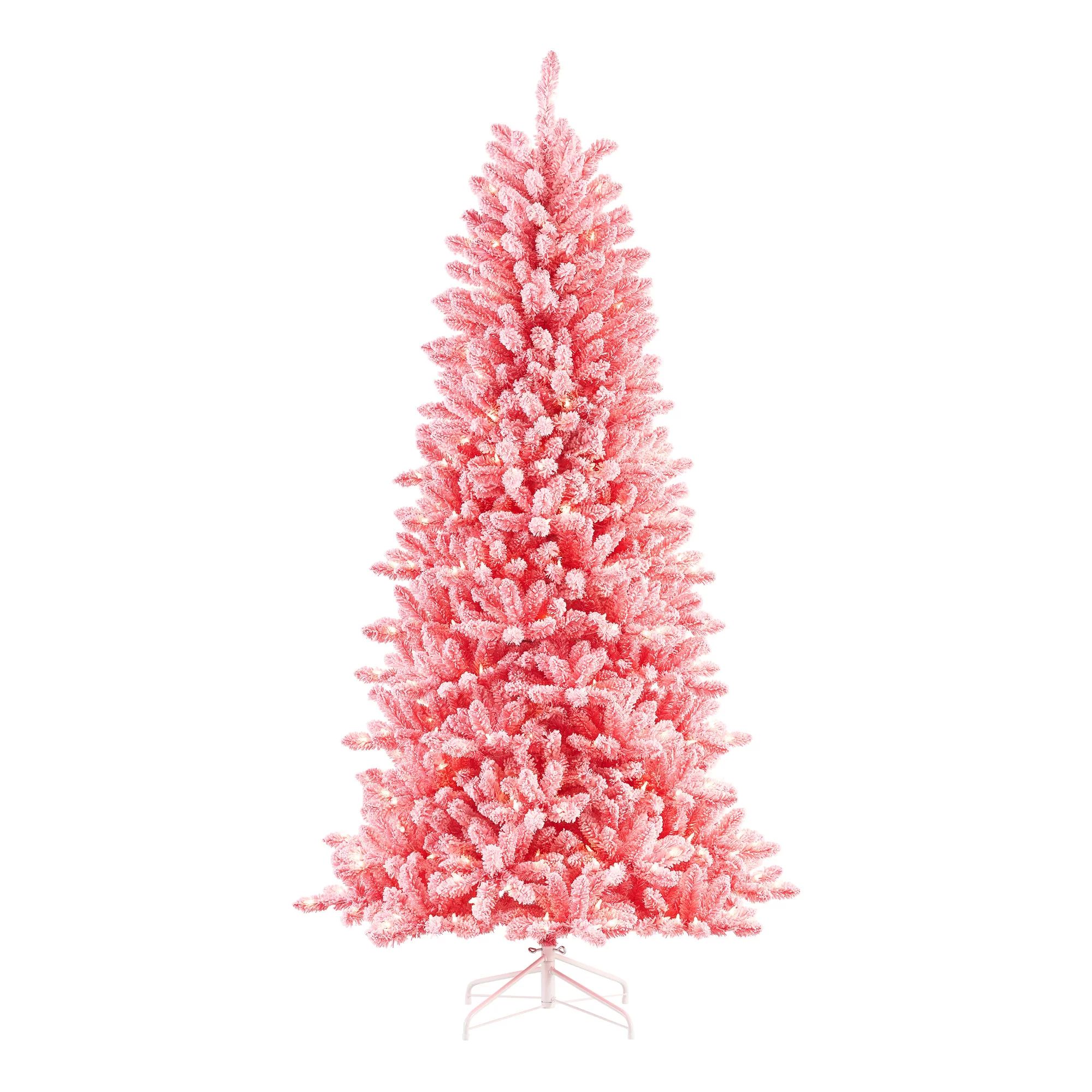 Holiday Time Prelit LED 350 Clear Lights Snowy Pink Fir Artificial Christmas Tree, 7.5' - Walmart... | Walmart (US)