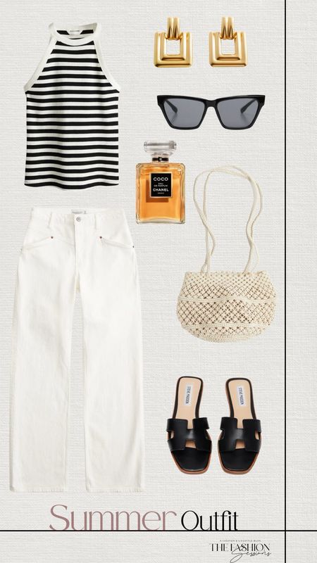 Summer Outfit | Striped Tank | White Jeans | Woven Bag | 

#LTKStyleTip #LTKShoeCrush #LTKSeasonal