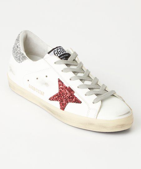 Golden Goose White & Red Glitter Star Leather Sneaker - Women | Zulily