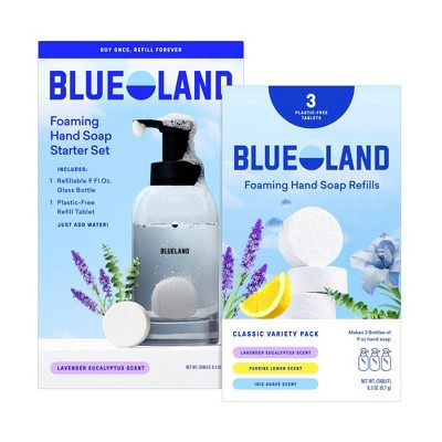 Blueland Hand Soap Starter Set - Slate Reusable Bottle and Lavender Scent Table 2ct/0.3oz + Refill Tablets Classic Variety 3ct/0.9oz | Target