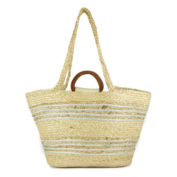 Magid Women's Straw Jute Tote Bag with Double Wooden Handle and Crossbody Strap | Walmart (US)