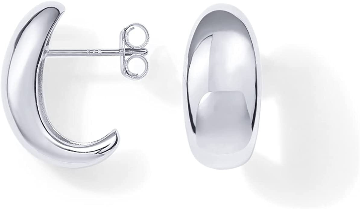 PAVOI 14K Gold Plated Sterling Silver Post Huggie Earrings | Gold Dome Huggie Hoop Earrings for W... | Amazon (US)