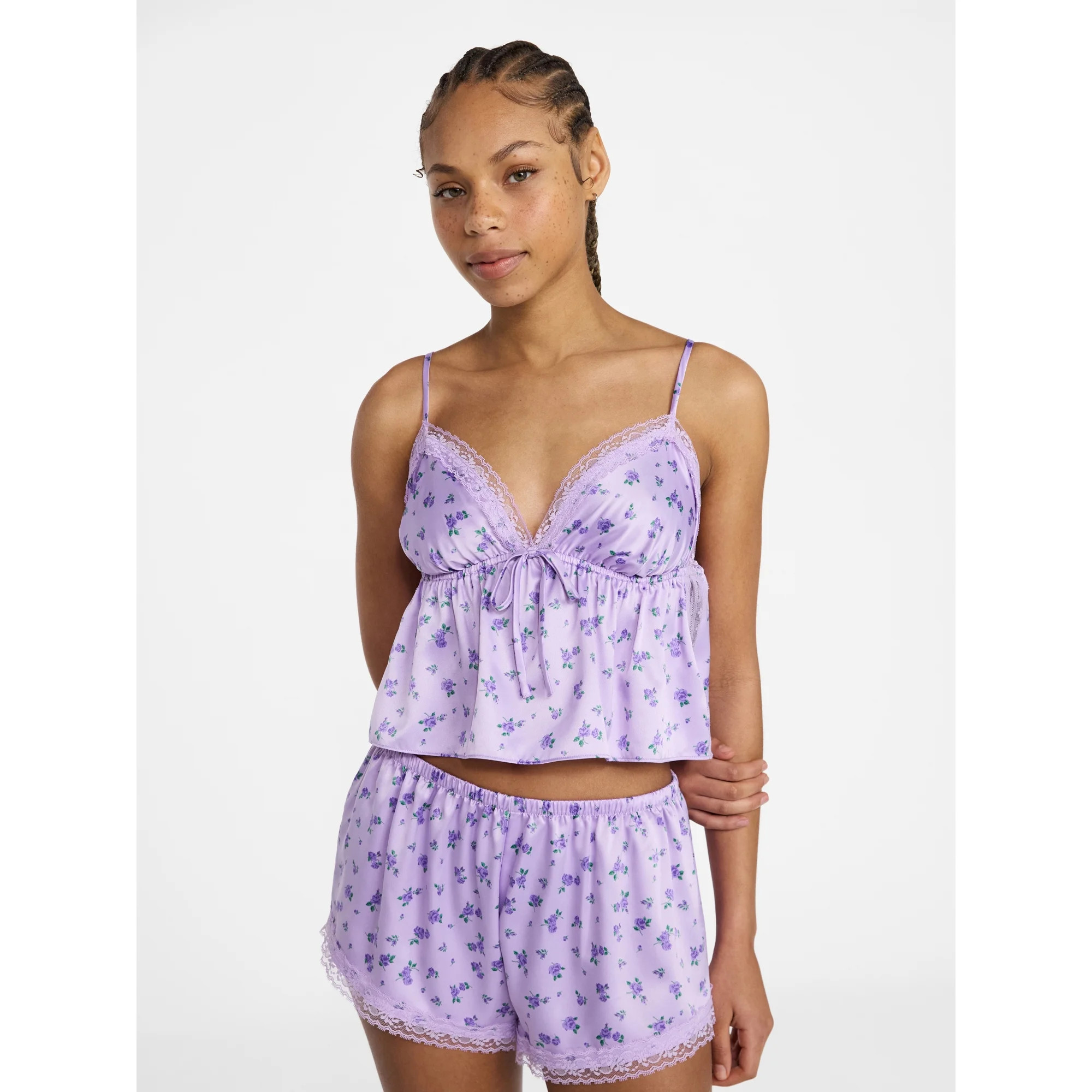 No Boundaries Satin Cami and Shorts Sleep Set, 2-Piece, Women's XS-XXL | Walmart (US)