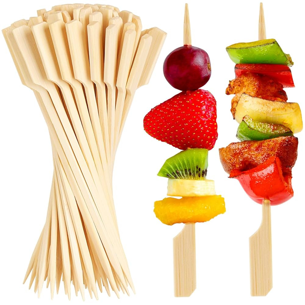 300PCS Cocktail Picks Bamboo Skewers for Appetizers, FATLODA Paddle Wooden Skewers, Fancy Flat To... | Amazon (US)