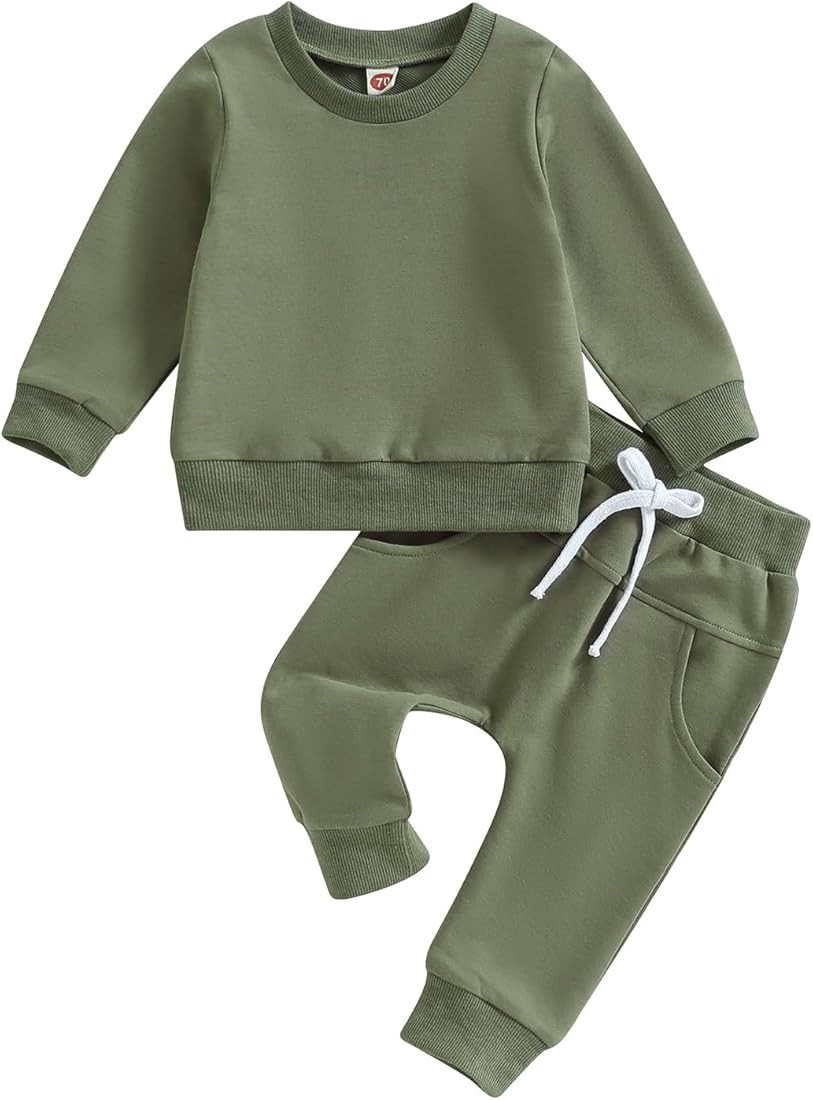 Ledy Champswiin 0-3 Years Neutral Outfits Toddler Baby Boy Girl Clothes Solid Color Sweatsuits Fall  | Amazon (US)