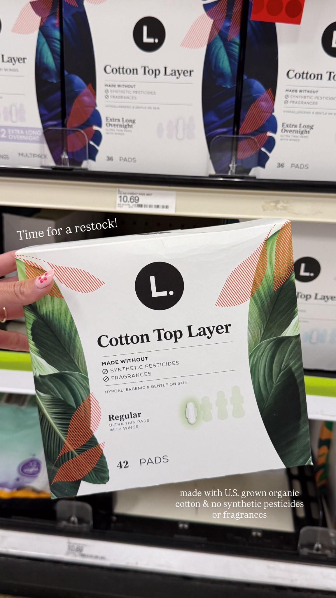 #ad stocked up on these @thisislperiod pads! They’re my favorite because they’re made with U.S. grown organic cotton & no synthetic pesticides or fragrances! @target #TargetPartner
