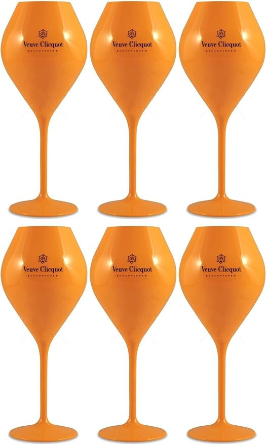 Veuve Clicquot 6x Yellow Trendy Champagne Flutes Polycarbonate Acrylic Poolside Glasses Goblets (... | Amazon (US)