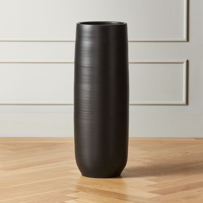 Rie Large Black Hand-Thrown Vase | CB2