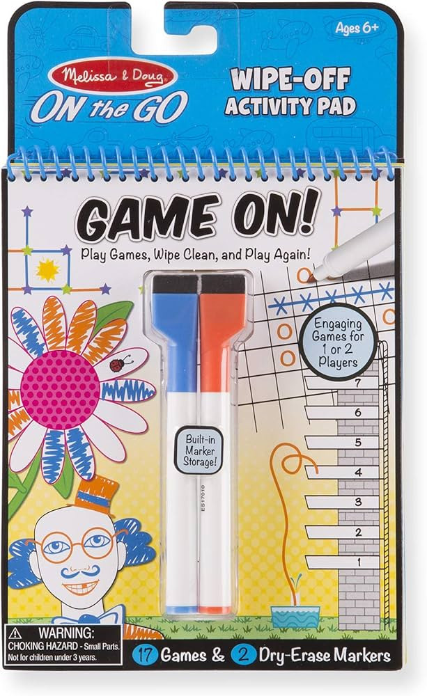 Melissa & Doug On the Go Game On! Reusable Games Wipe-Off Activity Pad Reusable Travel Toy with 2... | Amazon (US)