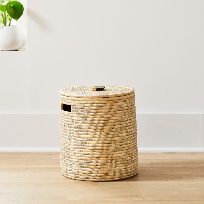 Wooden Handle Lidded Hampers | West Elm (US)