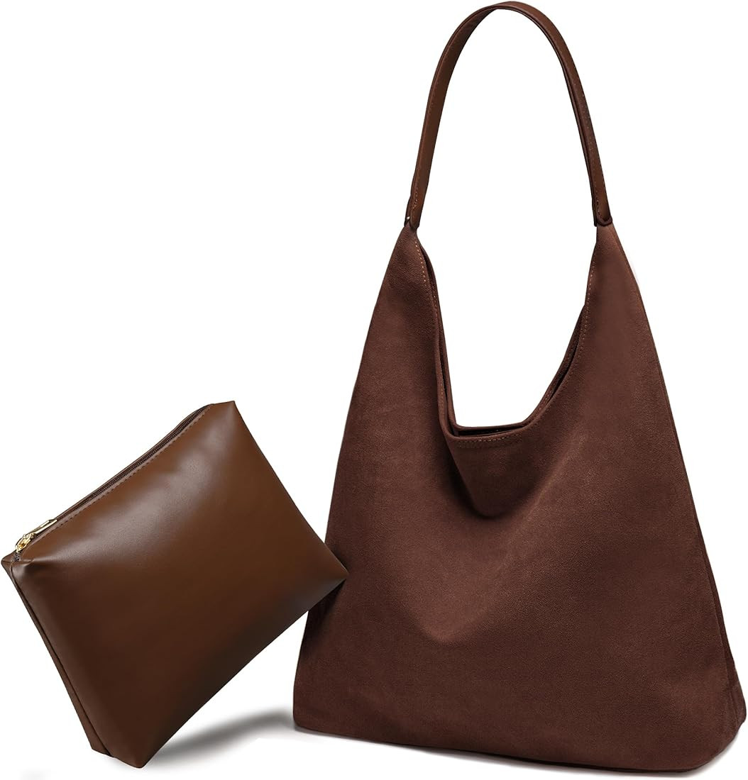 Suede Bags for Women Suede Purse 2 Pcs Slouchy Bag Retro Suede Tote Bag Suede Hobo Bag Suede Shou... | Amazon (US)