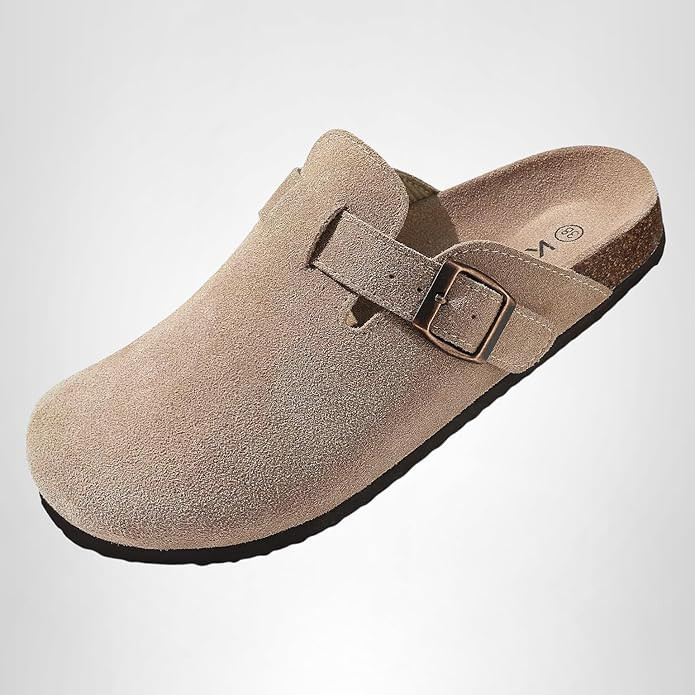 KIDMI Genuine Suede Clogs for Women Cork Footbed Sandals Leather Mules Potato Shoes with Arch Sup... | Amazon (US)