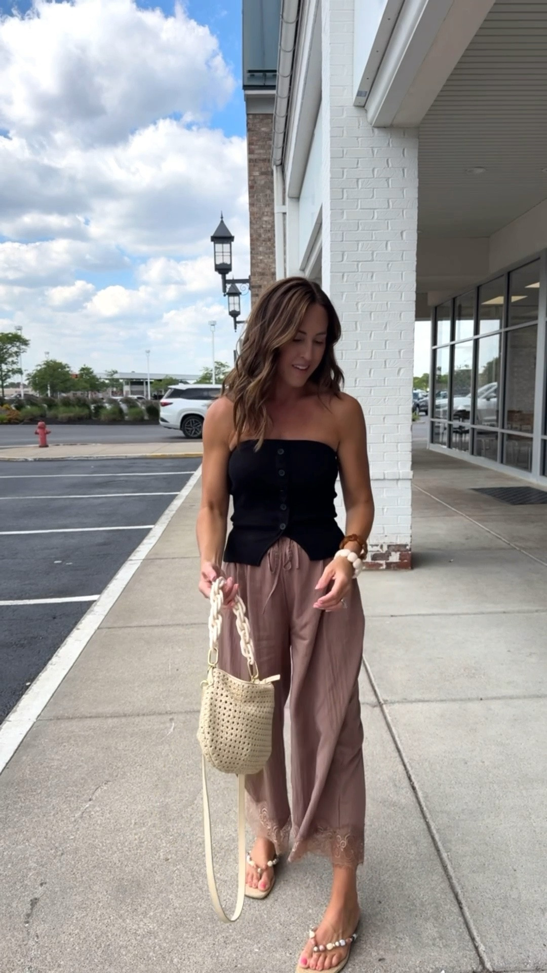 Outfit of the day. 
Love these silky lace trim pants. 
XS in exact. Linking a few more
XS tube top

#LTKootd #LTKmomlife #LTKSeasonal