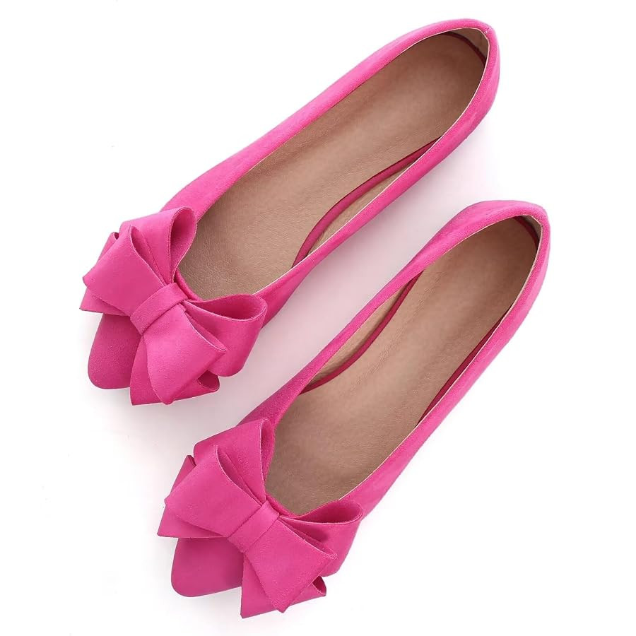 SAILING LU Womens Bowknot Ballet Flats Pointy Toe Casual Flat Shoes Suede Dressy Wear to Work Sli... | Amazon (US)
